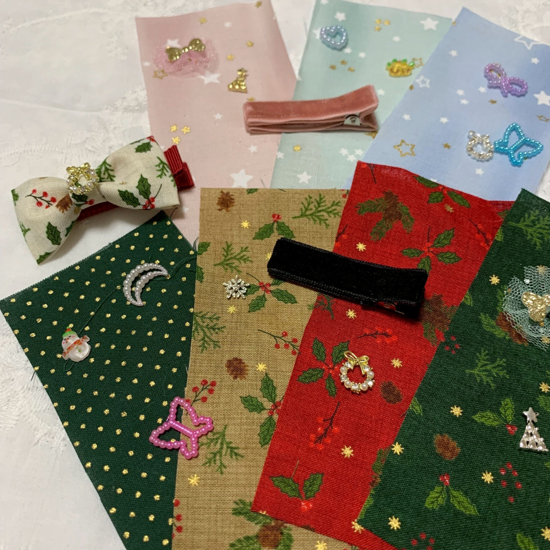 クリスマス・ワークショップ「布を使った縫わないリボンクリップ」